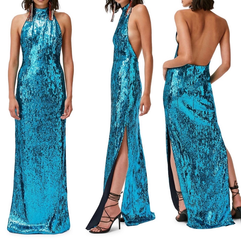 Galvan London Oceana Sequin Halter Gown